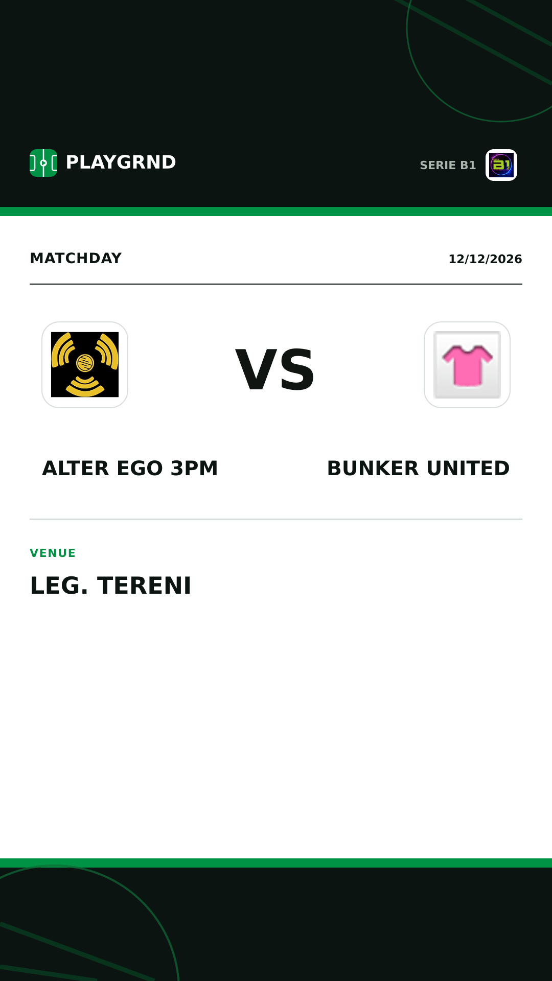 Instagram artwork: Alter Ego 3PM vs Bunker United