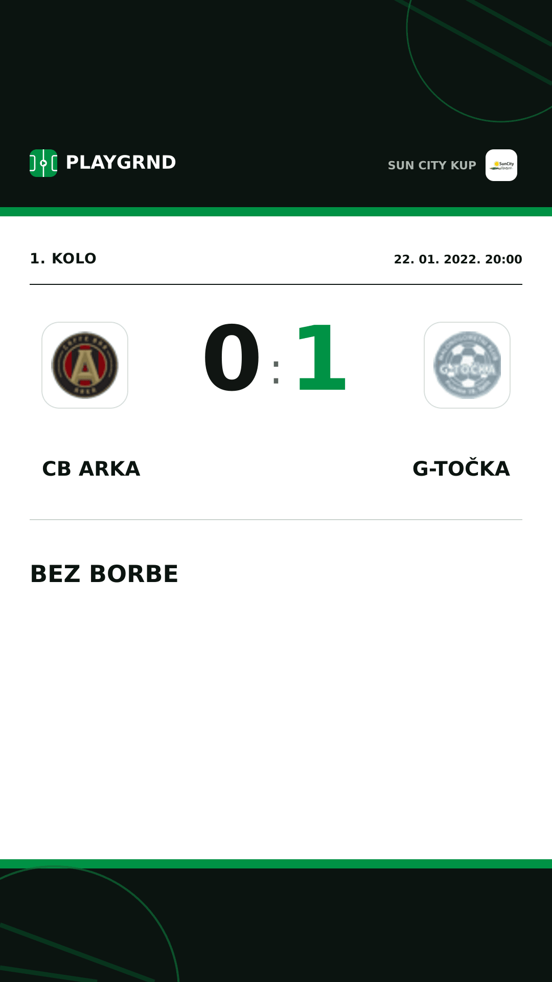 Instagram slika: CB Arka 0:1 G-Točka