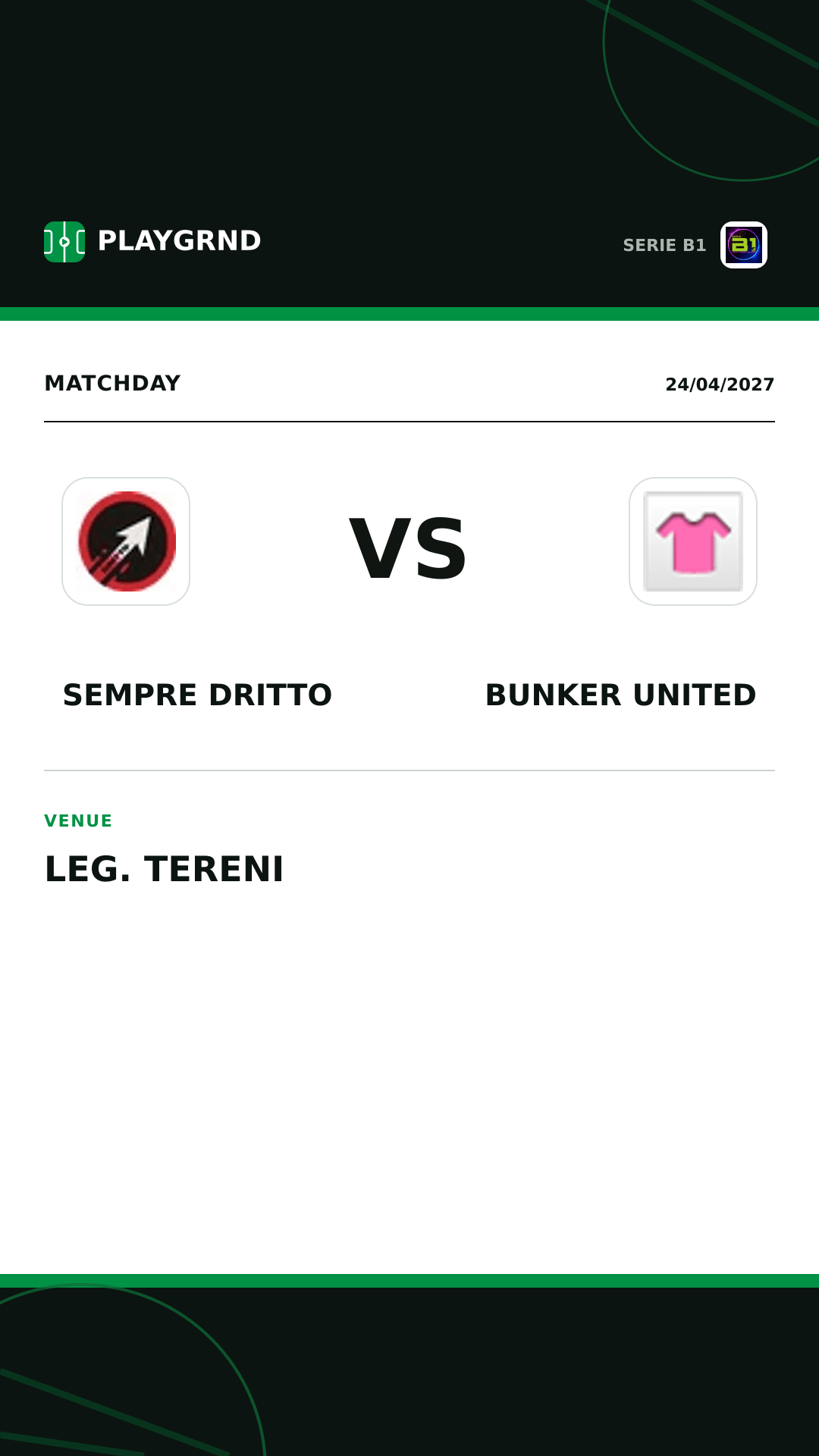 Instagram artwork: Sempre Dritto vs Bunker United