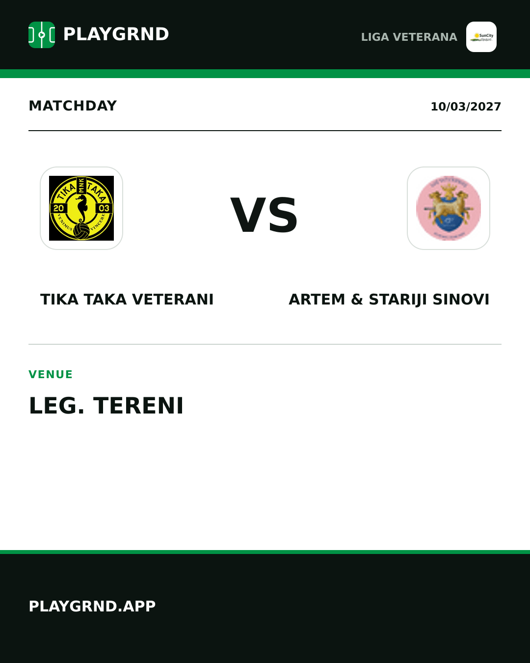 Instagram artwork: Tika Taka Veterani vs Artem & Stariji Sinovi