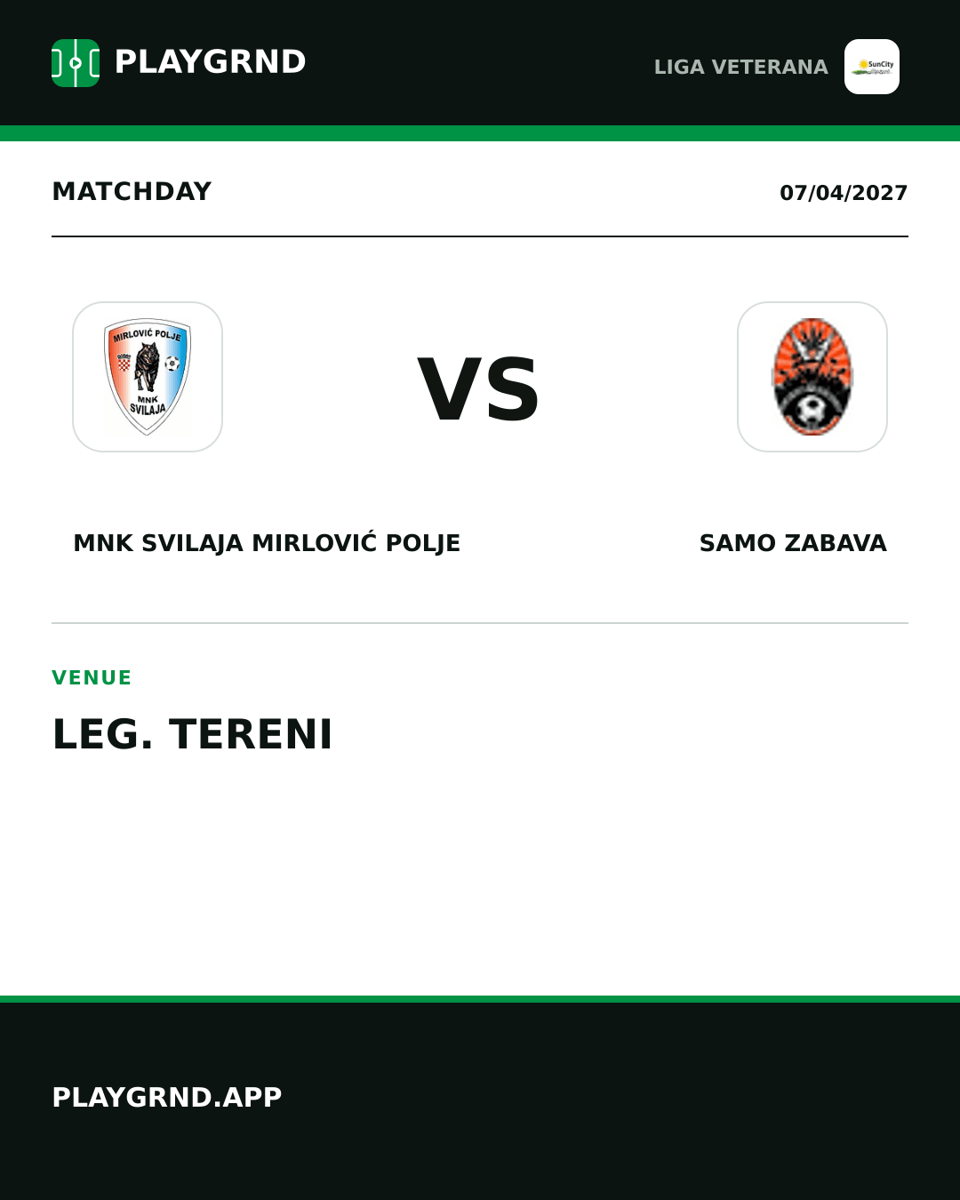 Instagram artwork: MNK Svilaja Mirlović Polje vs Samo Zabava