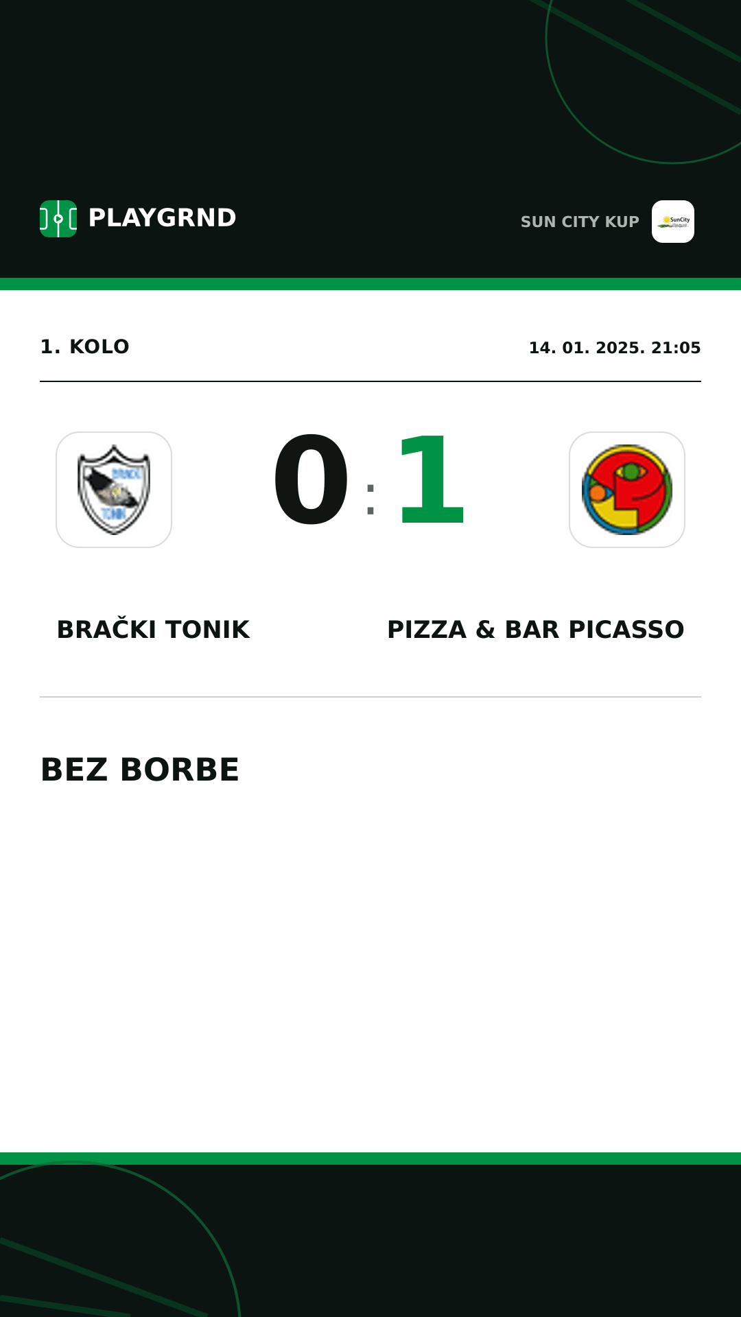 Instagram slika: Brački Tonik 0:1 Pizza & Bar Picasso