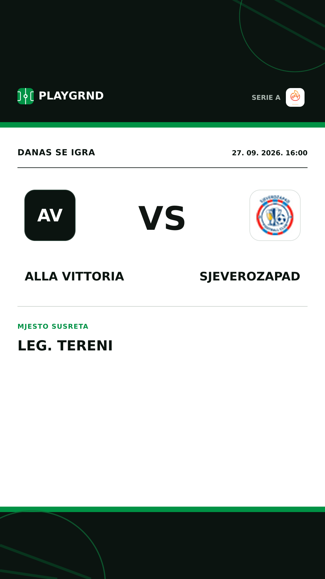 Instagram slika: Alla Vittoria vs Sjeverozapad