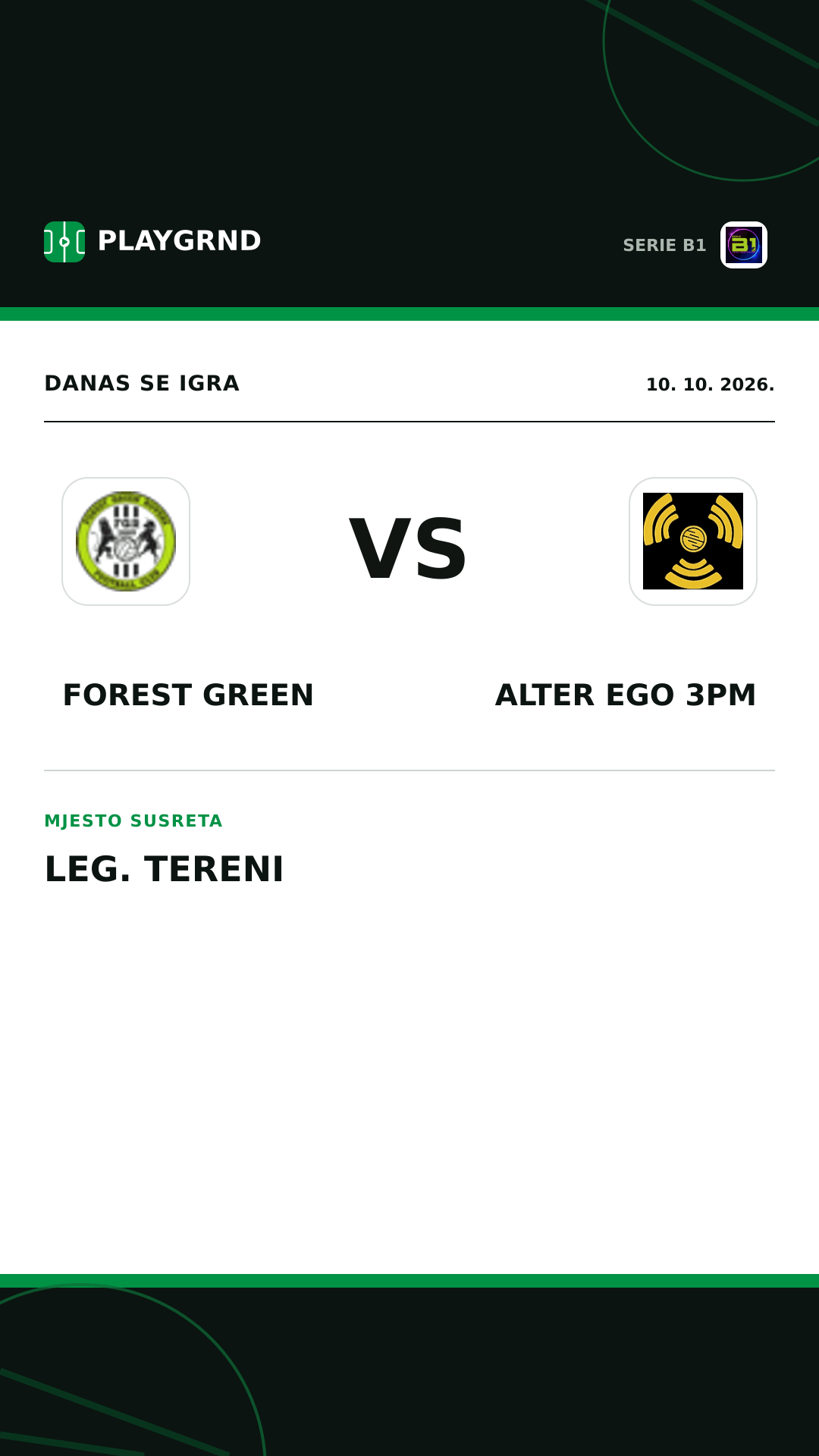 Instagram slika: Forest Green vs Alter Ego 3PM