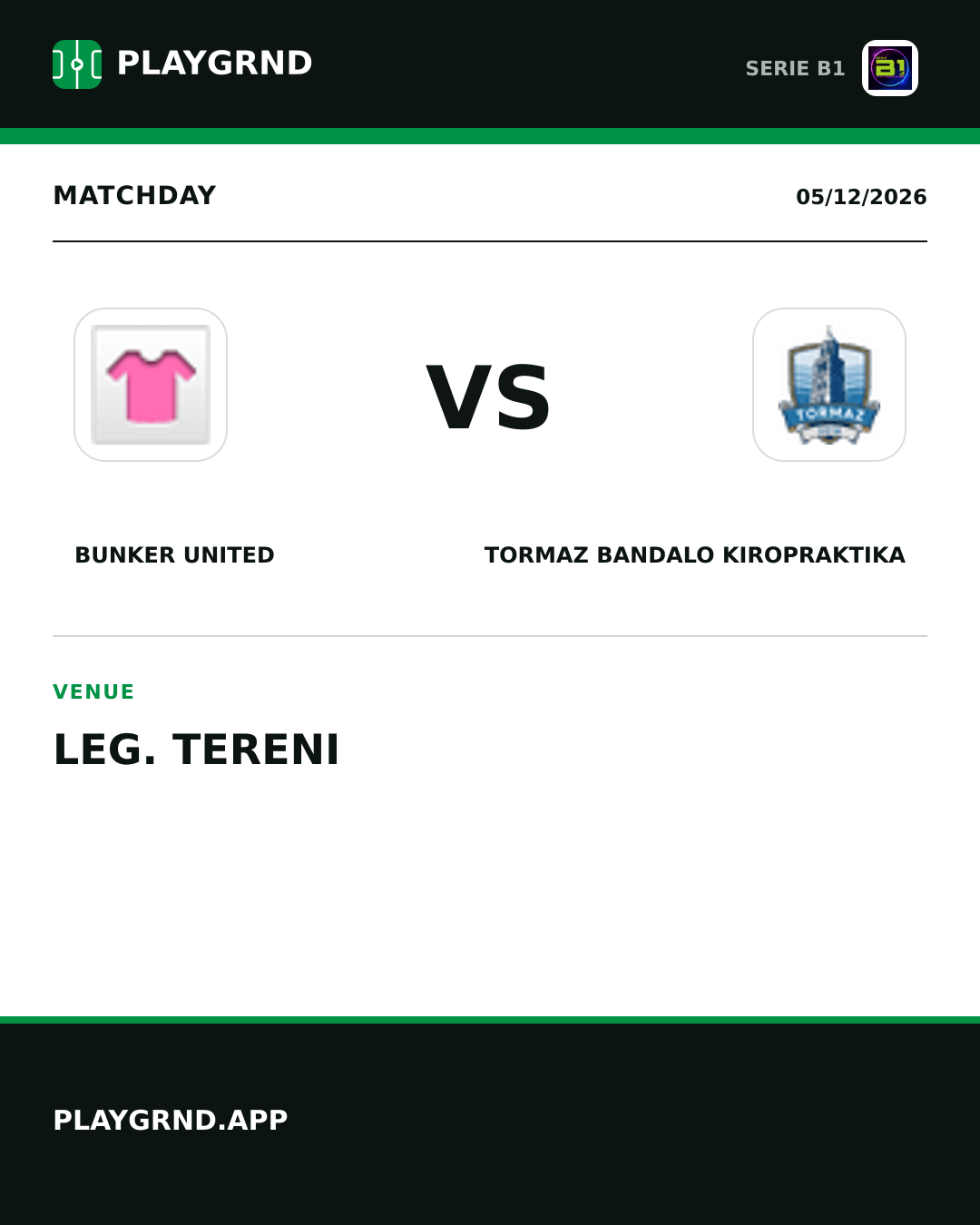 Instagram artwork: Bunker United vs Tormaz Bandalo Kiropraktika