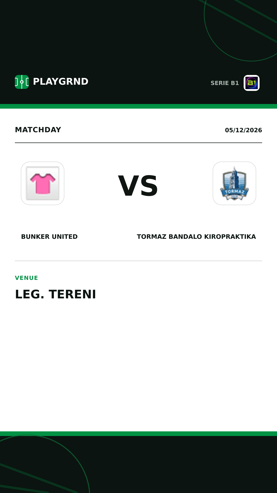 Instagram artwork: Bunker United vs Tormaz Bandalo Kiropraktika