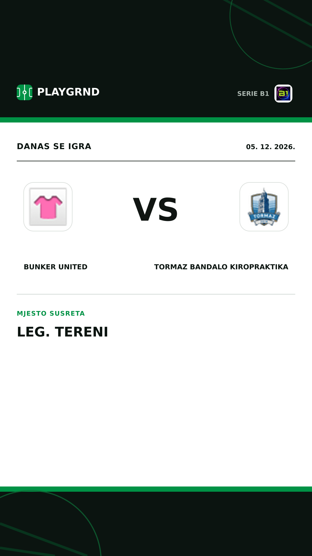 Instagram slika: Bunker United vs Tormaz Bandalo Kiropraktika