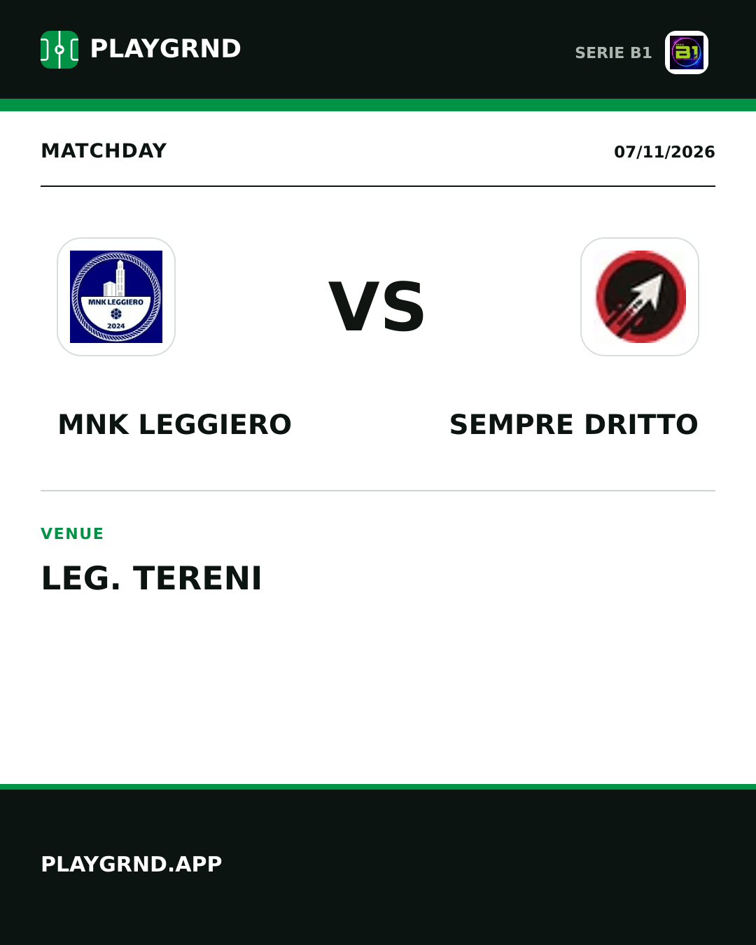 Instagram artwork: MNK Leggiero vs Sempre Dritto