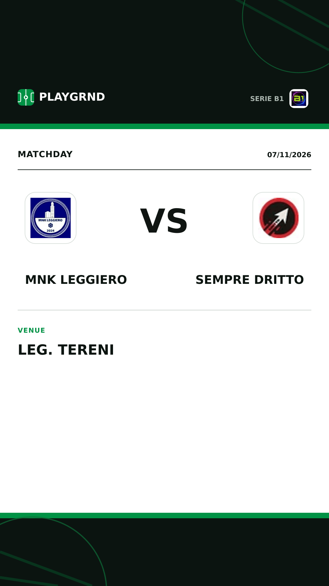 Instagram artwork: MNK Leggiero vs Sempre Dritto