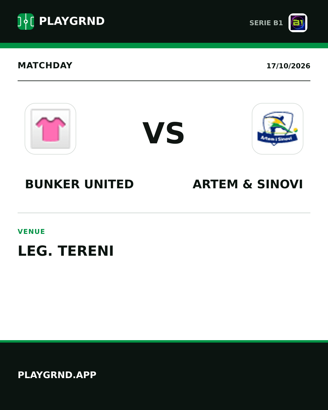 Instagram artwork: Bunker United vs Artem & Sinovi