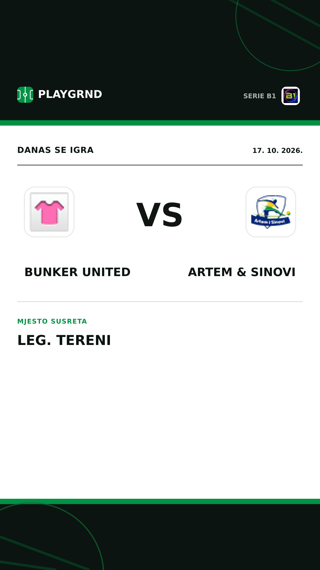 Instagram slika: Bunker United vs Artem & Sinovi