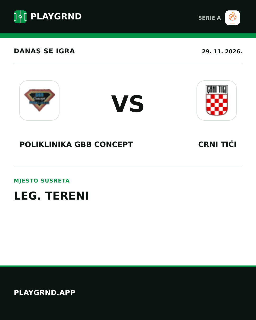 Instagram slika: Poliklinika Gbb Concept vs Crni Tići