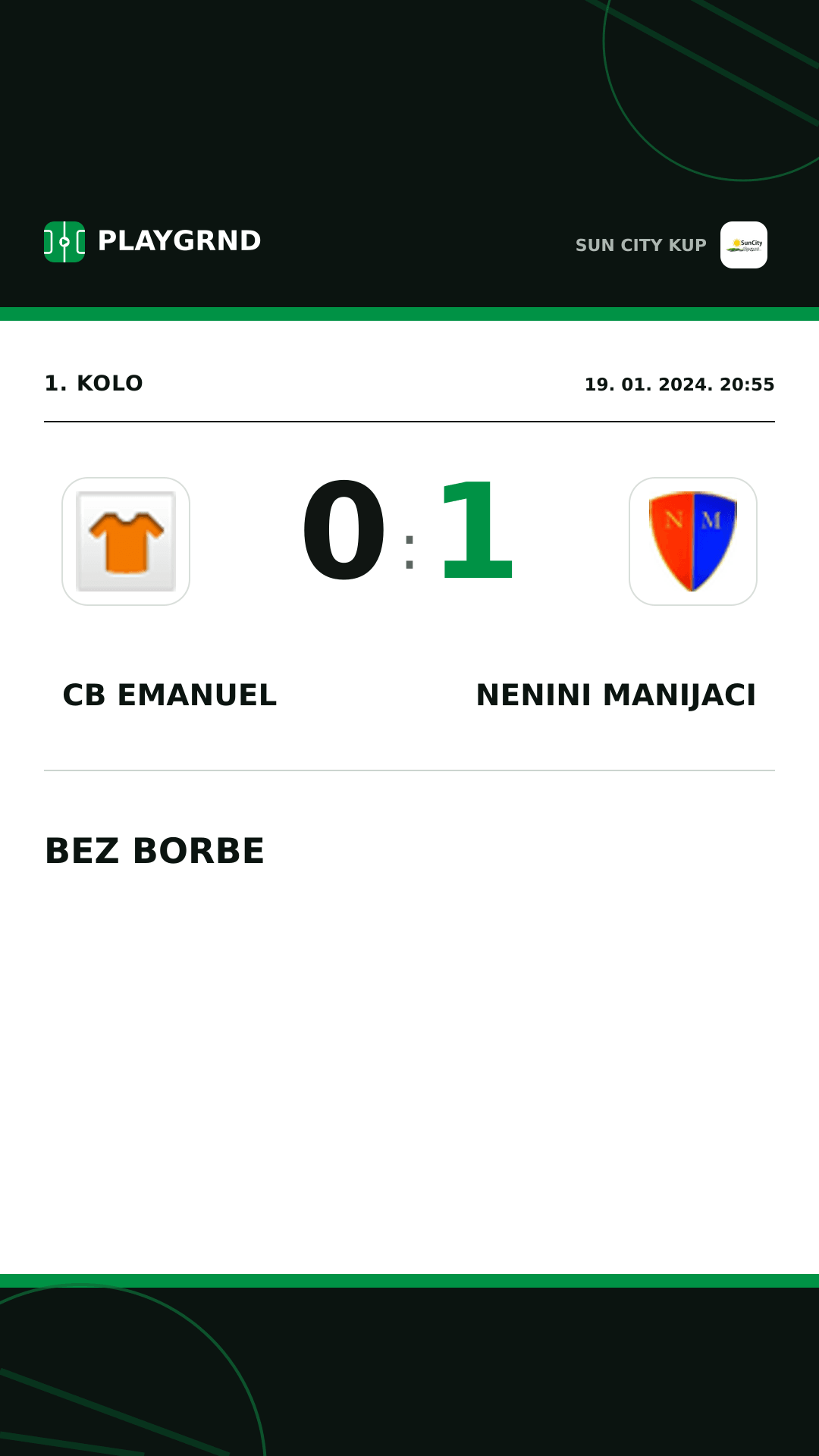 Instagram slika: CB Emanuel 0:1 Nenini Manijaci