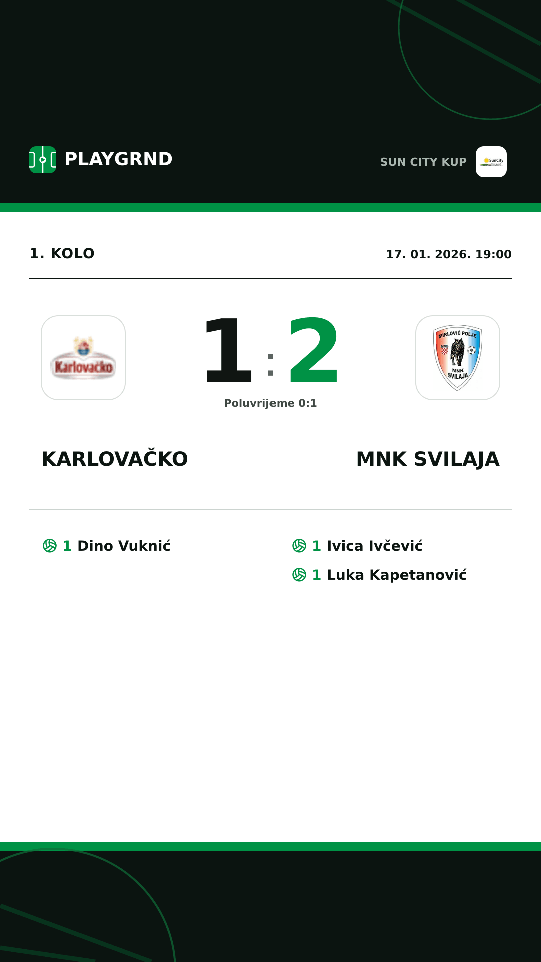 Instagram slika: Karlovačko 1:2 MNK Svilaja