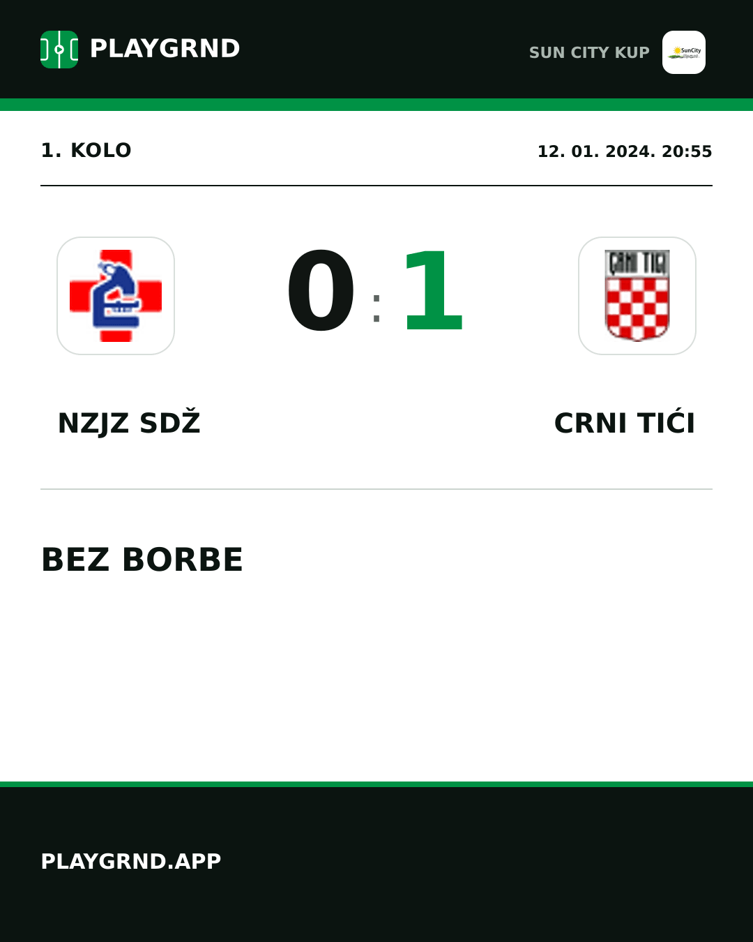 Instagram slika: Nzjz Sdž 0:1 Crni Tići