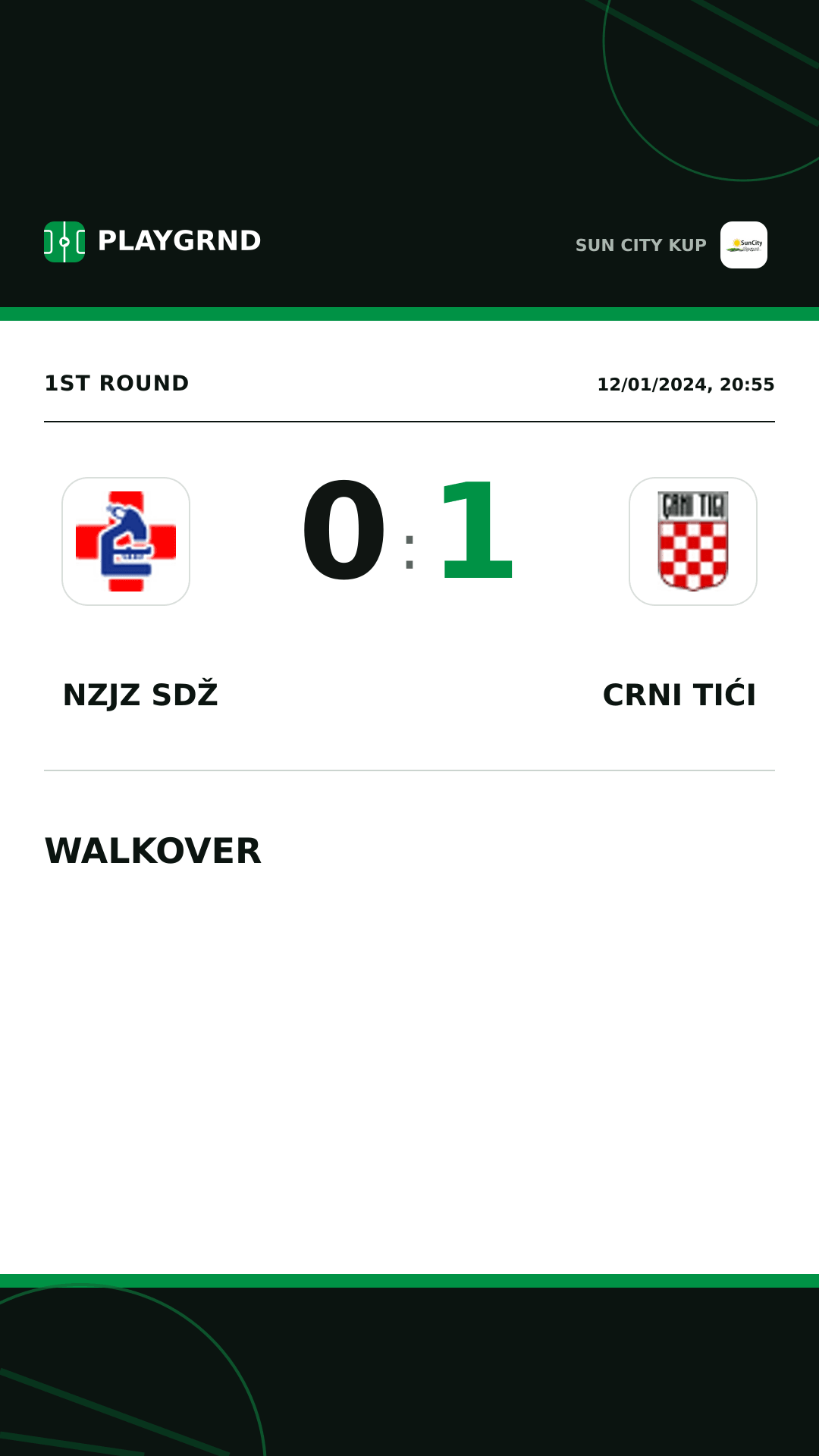 Instagram artwork: Nzjz Sdž 0:1 Crni Tići