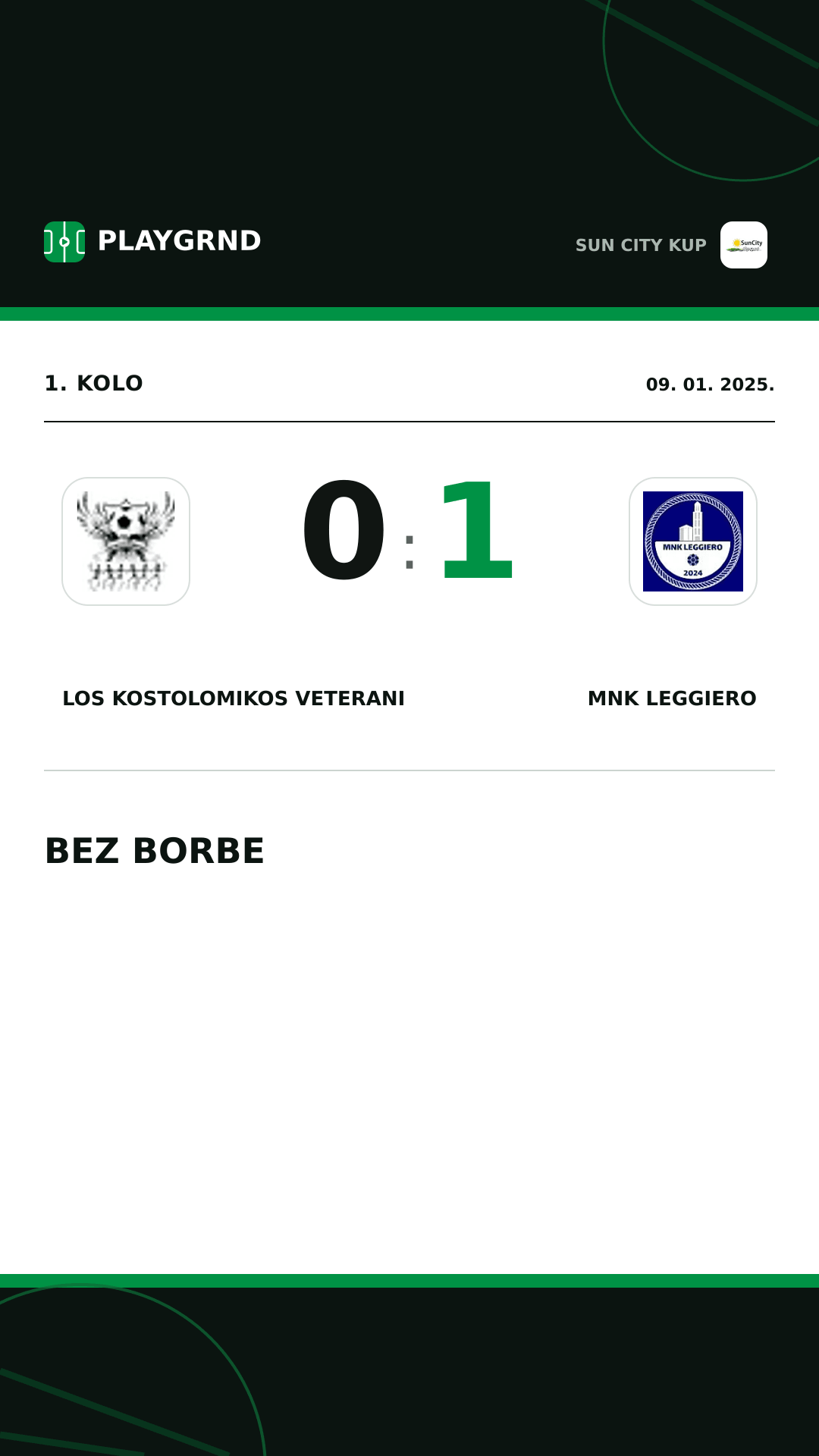 Instagram slika: Los Kostolomikos Veterani 0:1 MNK Leggiero