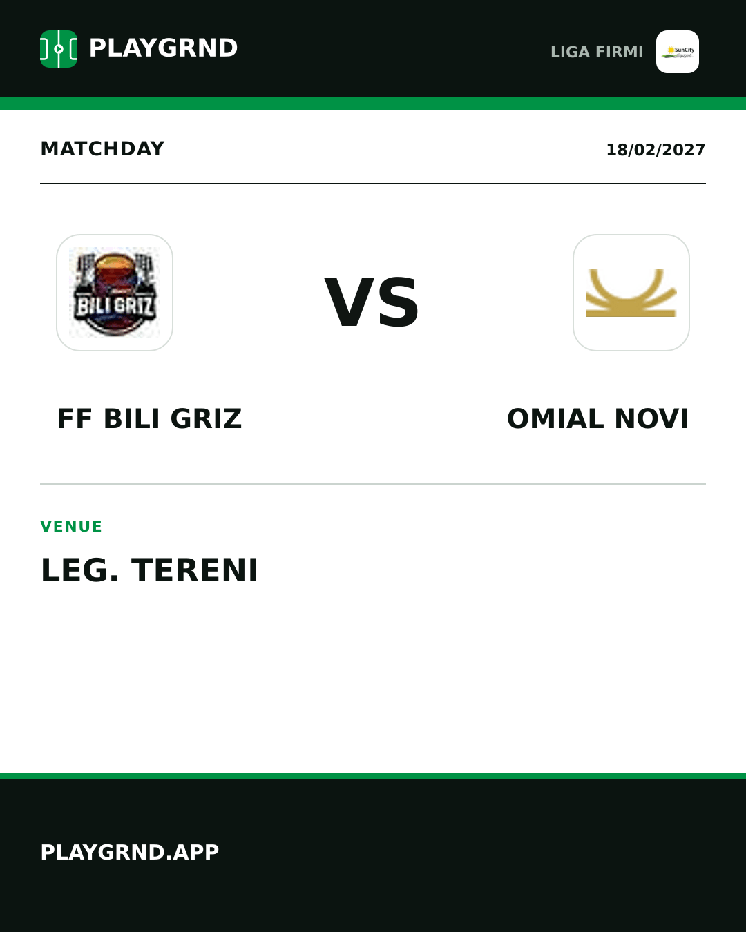 Instagram artwork: FF Bili Griz vs Omial Novi