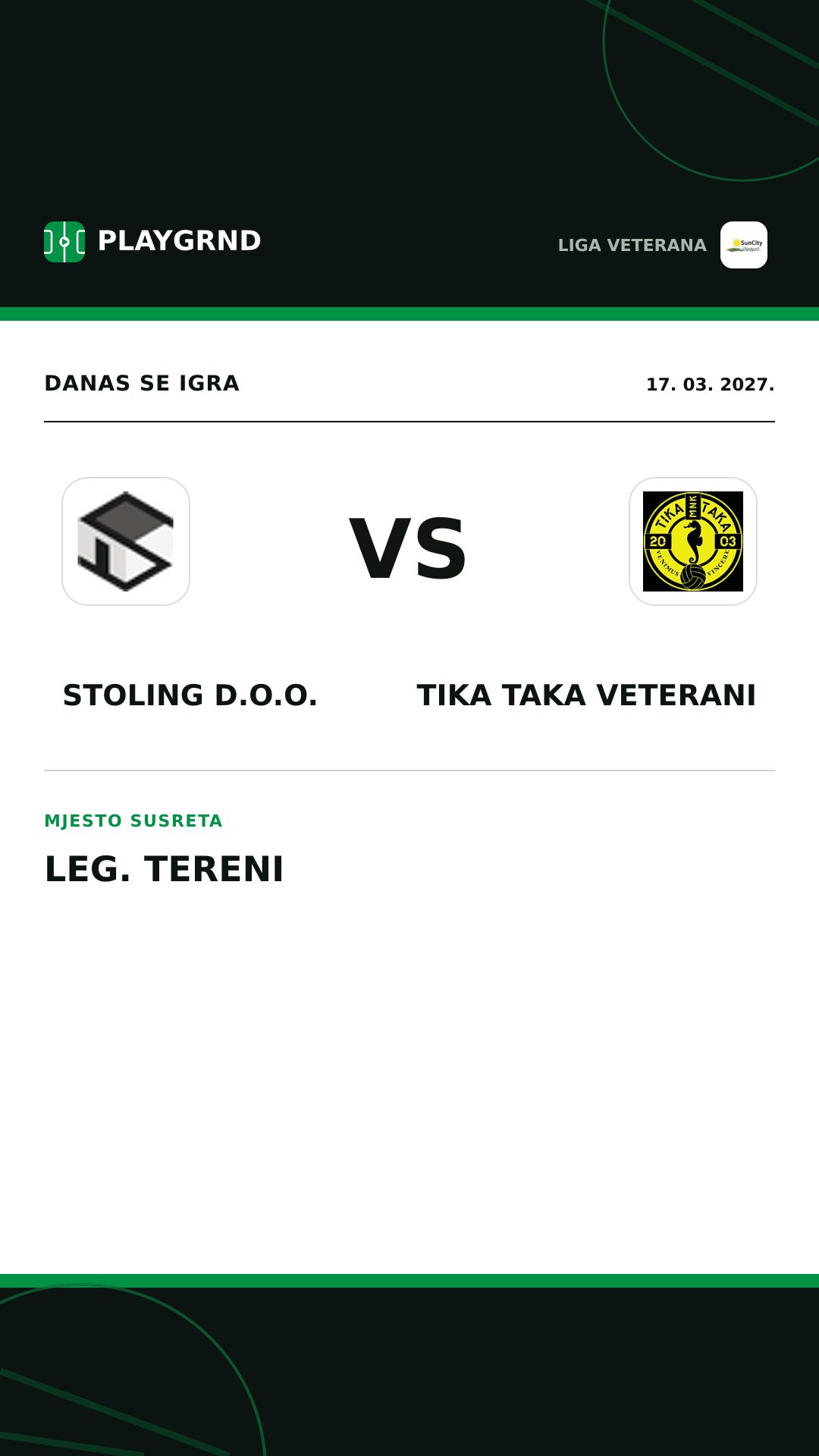 Instagram slika: Stoling D.O.O. vs Tika Taka Veterani