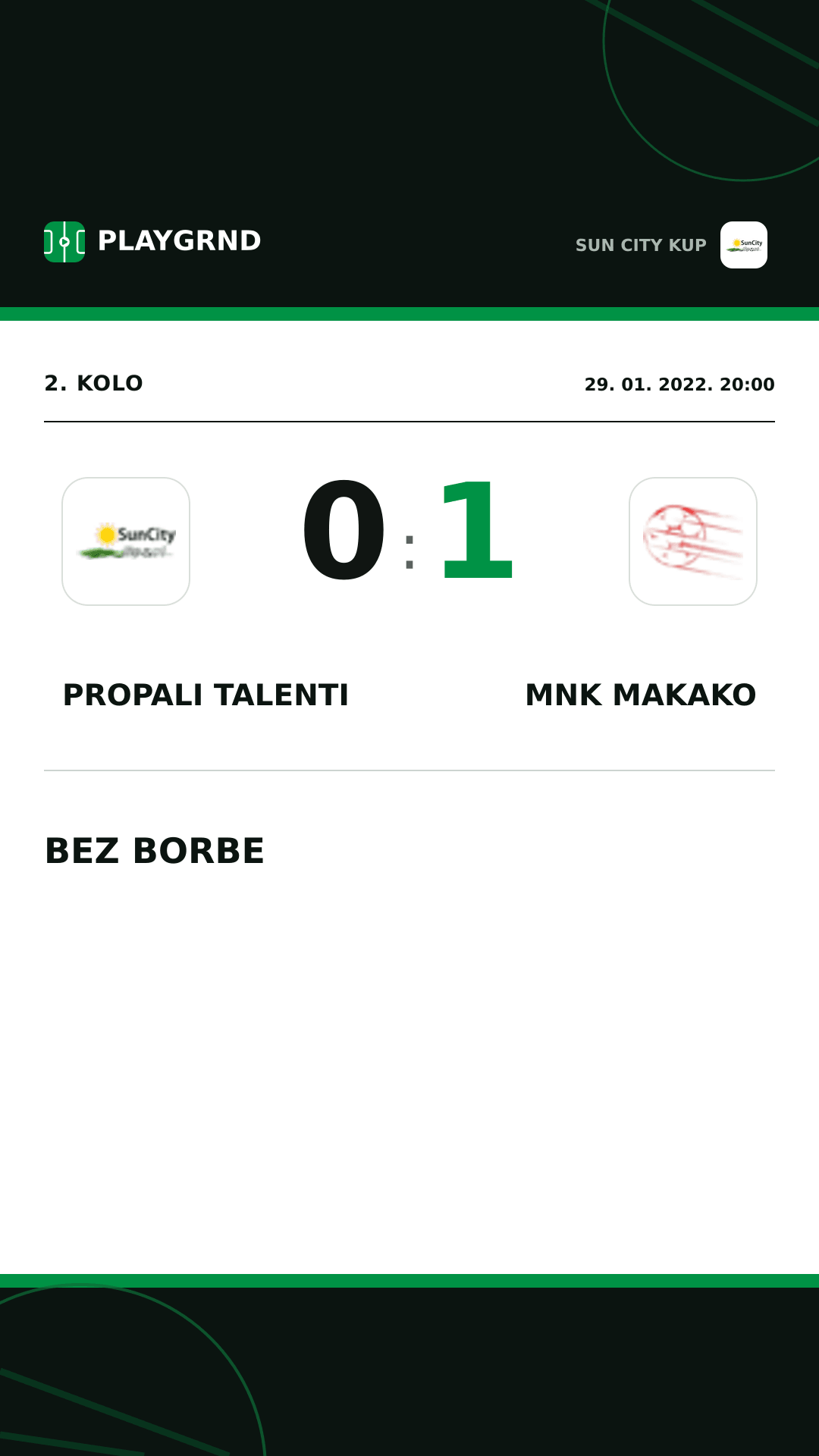 Instagram slika: Propali Talenti 0:1 Mnk Makako