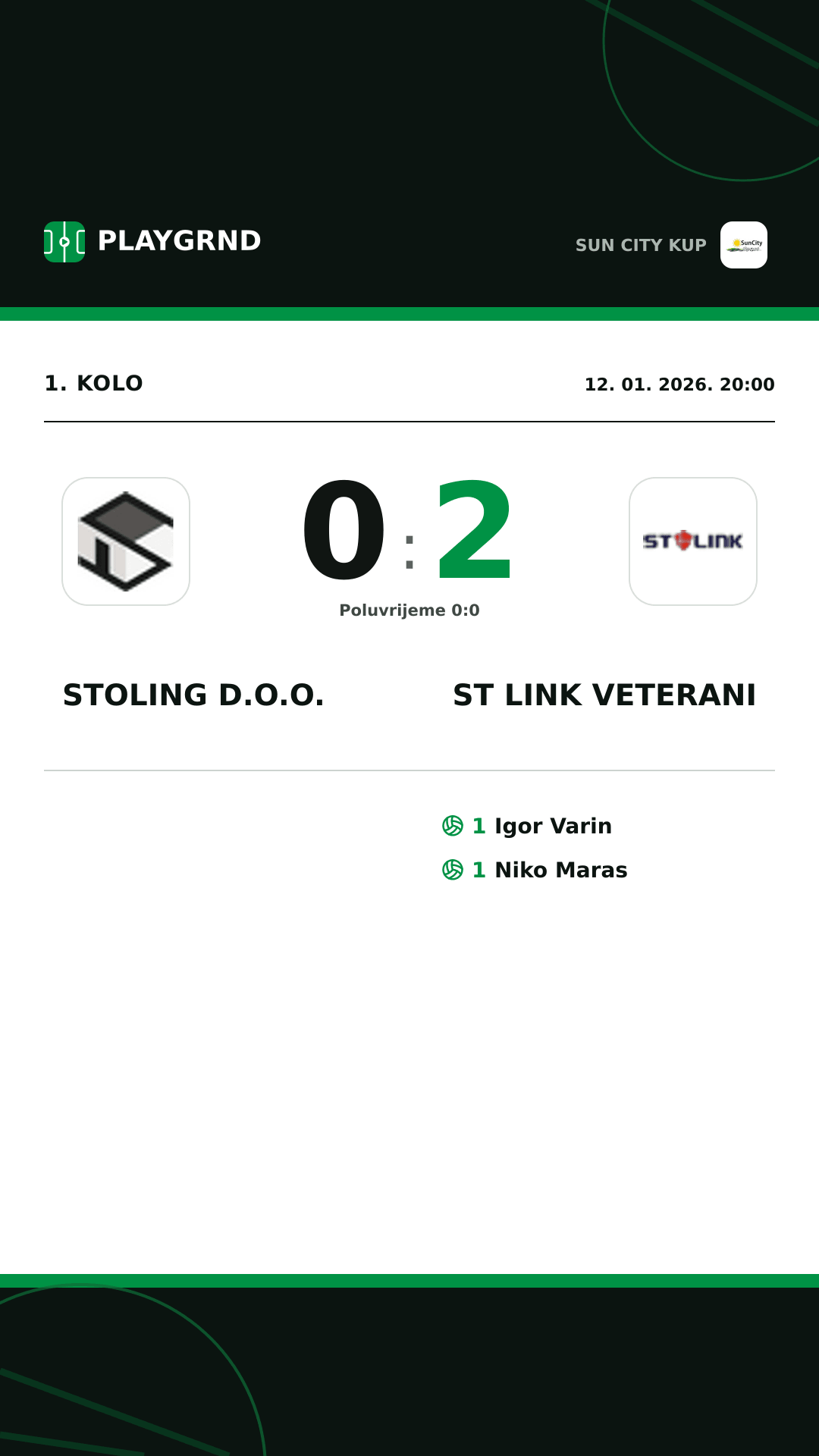 Instagram slika: Stoling D.O.O. 0:2 ST Link Veterani