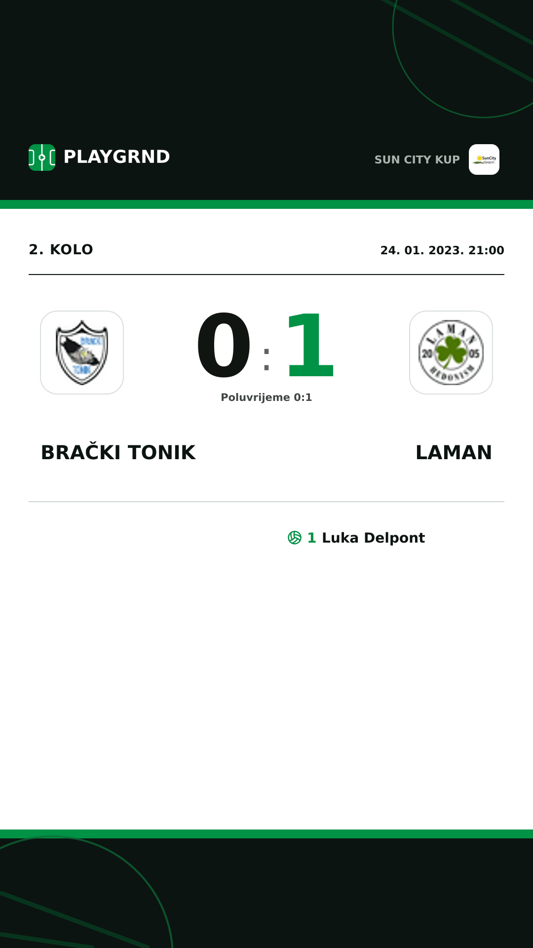 Instagram slika: Brački Tonik 0:1 Laman