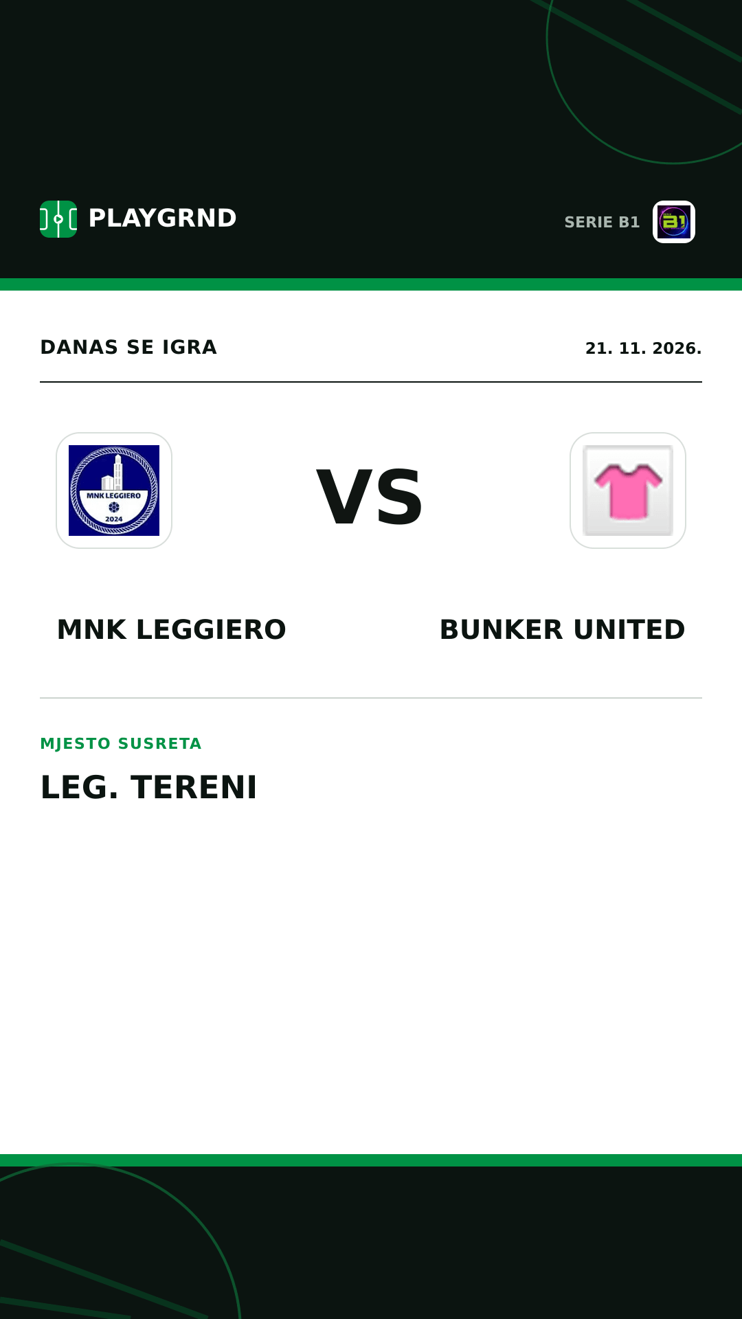 Instagram slika: MNK Leggiero vs Bunker United