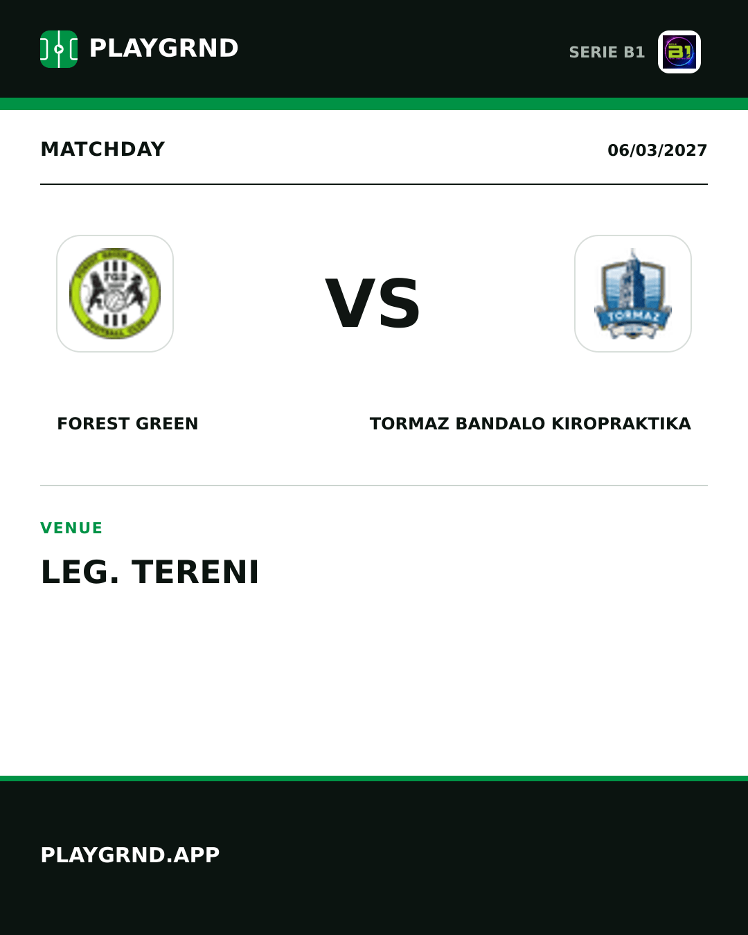 Instagram artwork: Forest Green vs Tormaz Bandalo Kiropraktika