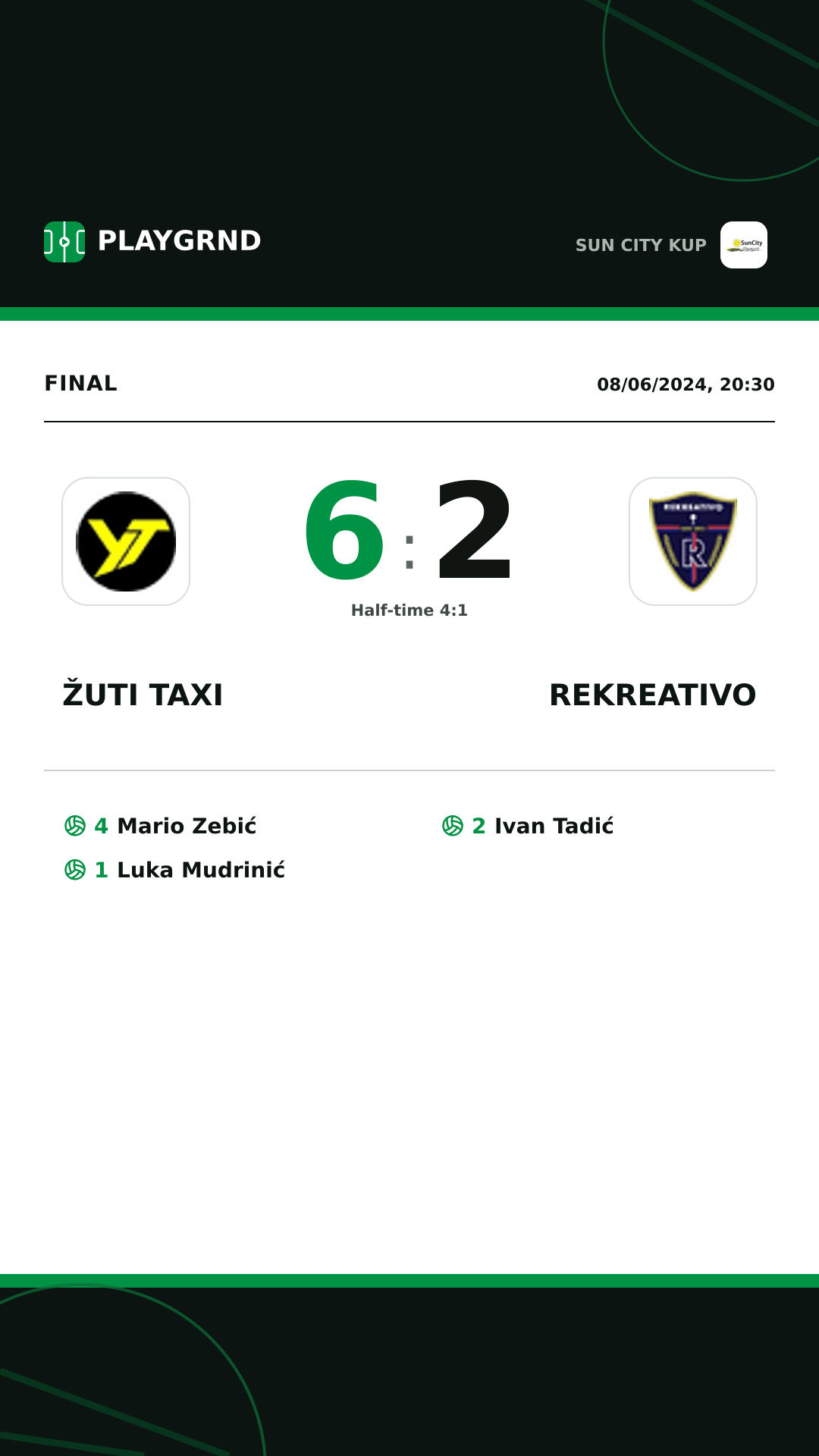 Instagram artwork: Žuti Taxi 6:2 Rekreativo