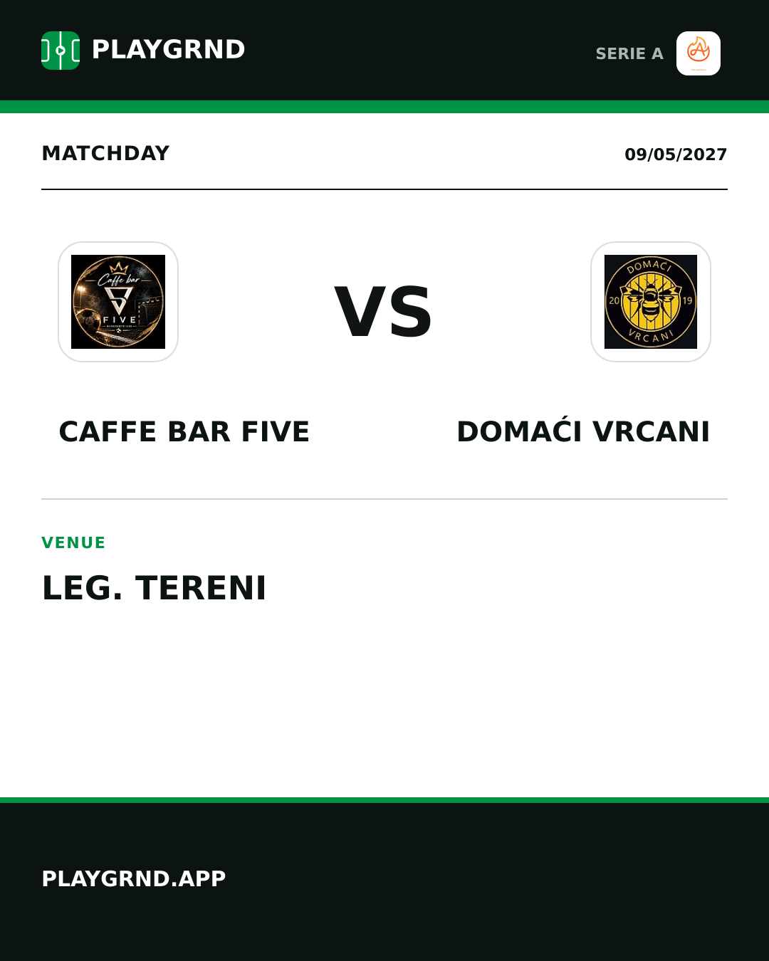 Instagram artwork: Caffe Bar Five vs Domaći Vrcani