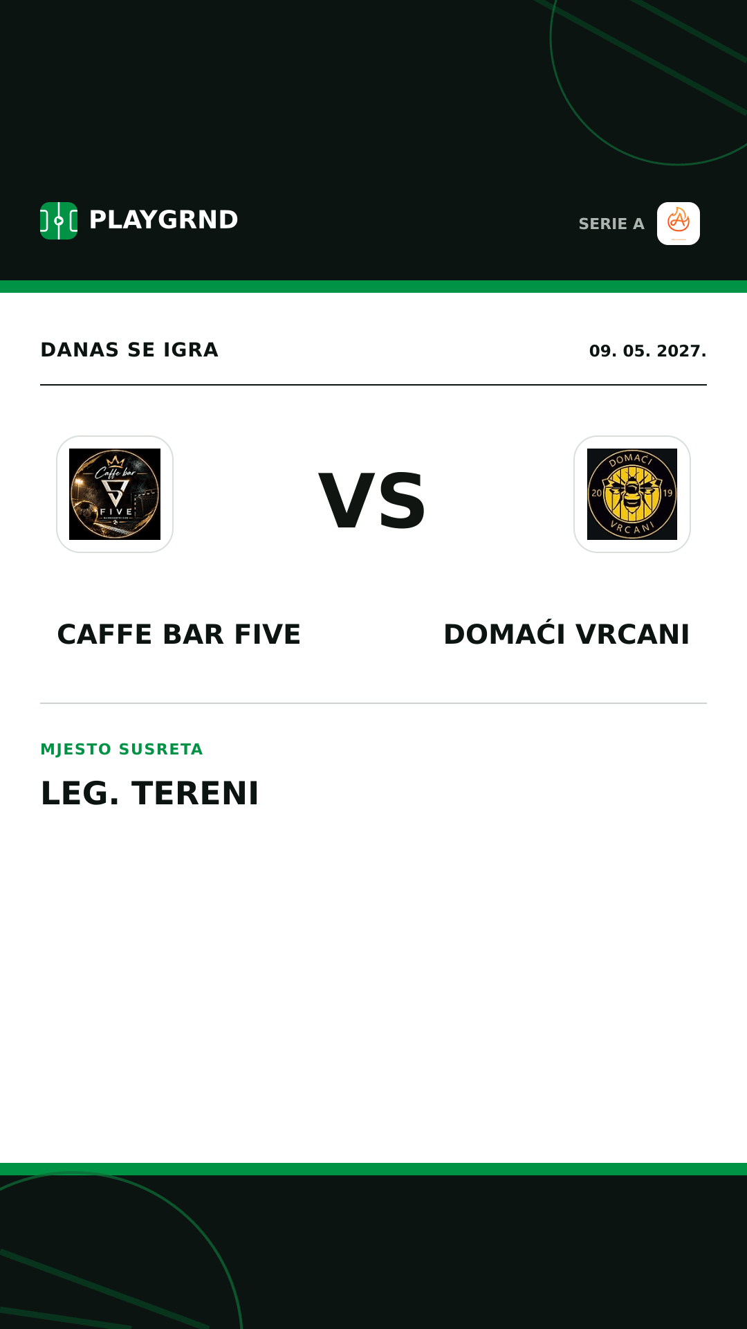 Instagram slika: Caffe Bar Five vs Domaći Vrcani
