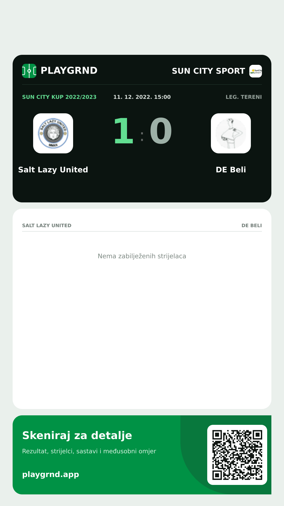 Story image: Salt Lazy United 1:0 DE Beli