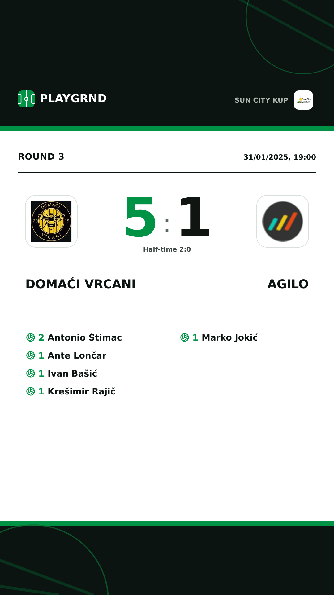 Instagram artwork: Domaći Vrcani 5:1 Agilo