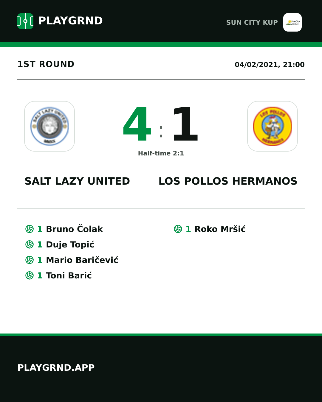 Instagram artwork: Salt Lazy United 4:1 Los Pollos Hermanos