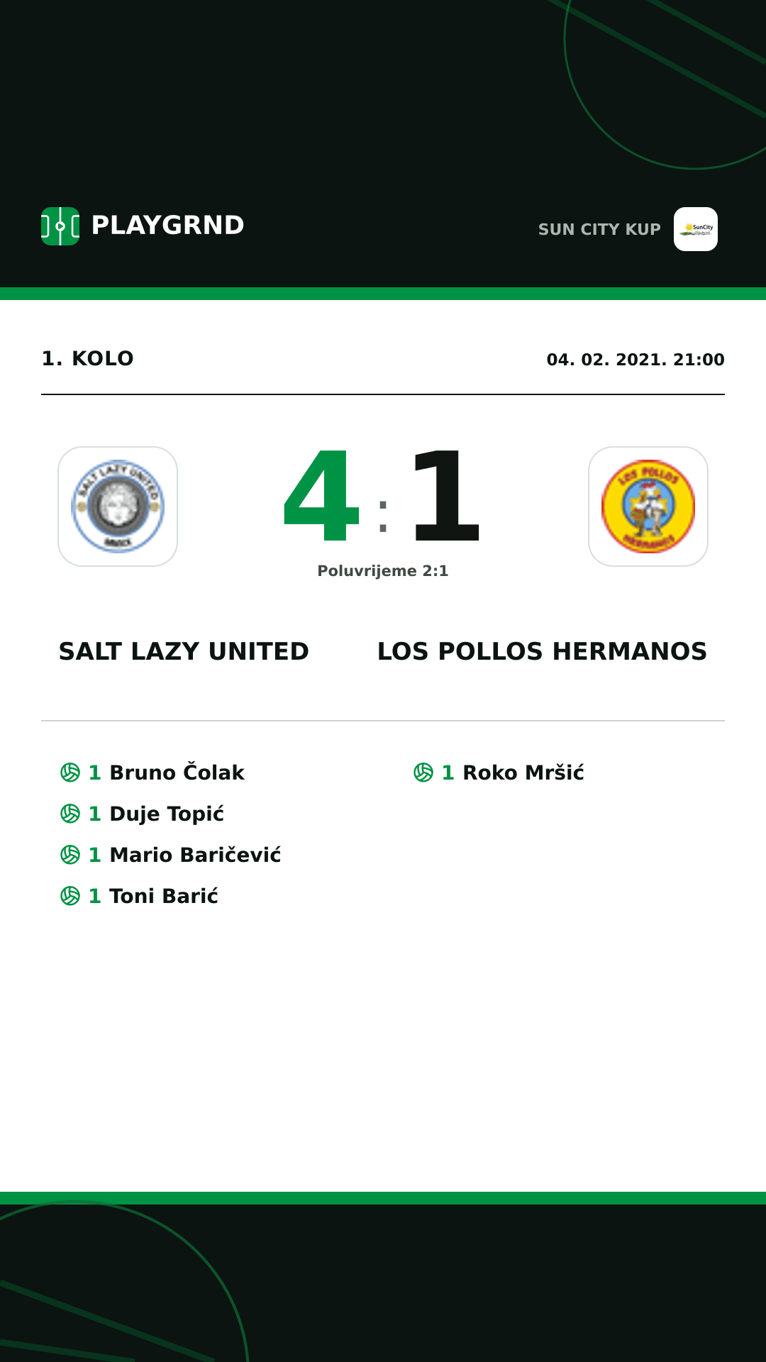 Instagram slika: Salt Lazy United 4:1 Los Pollos Hermanos