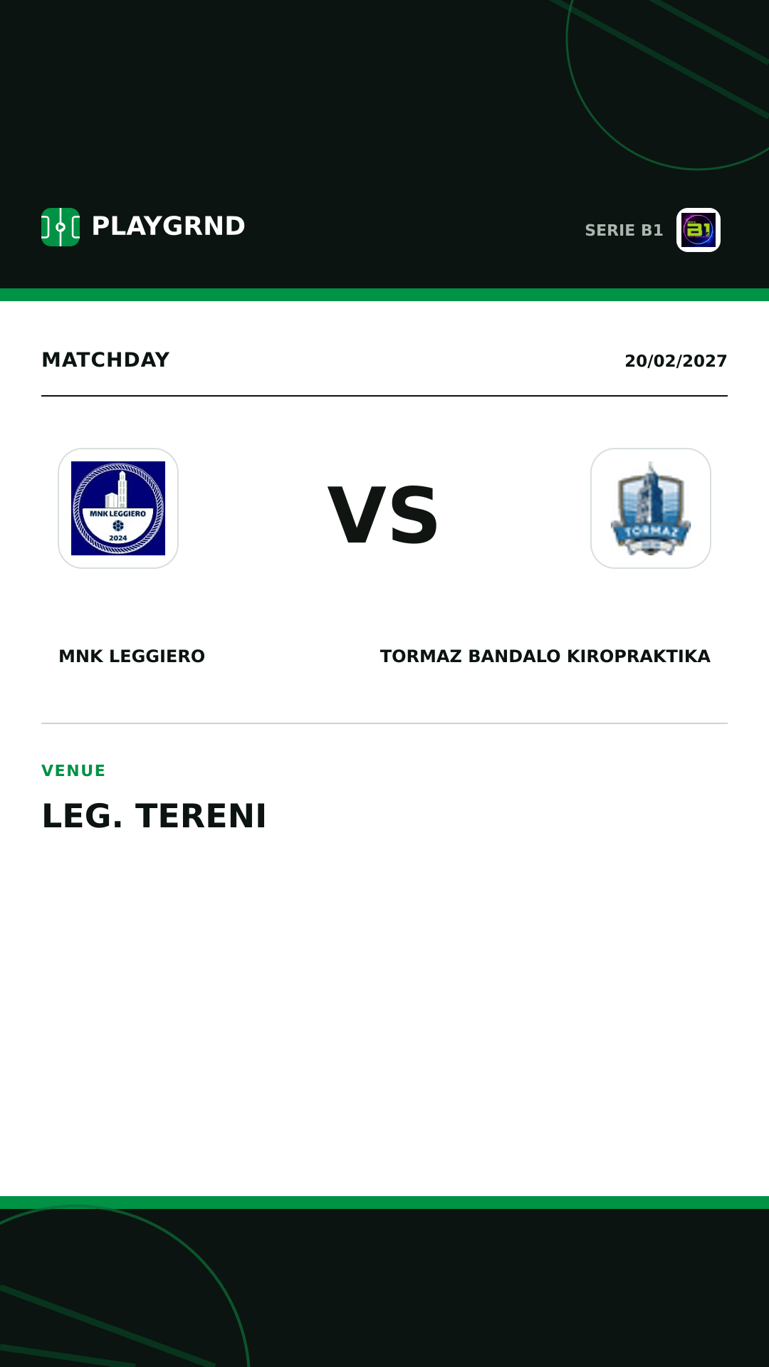Instagram artwork: MNK Leggiero vs Tormaz Bandalo Kiropraktika