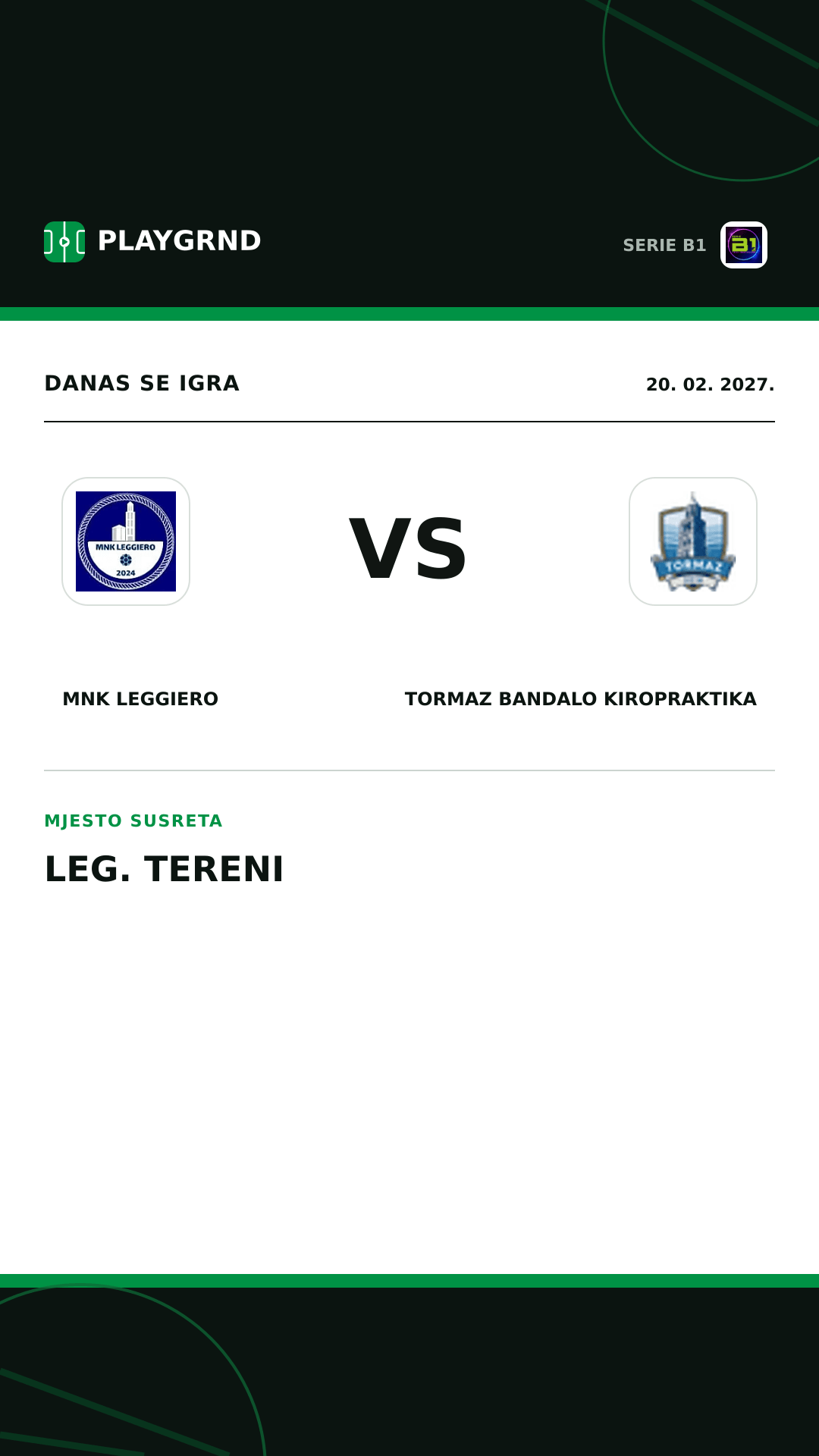 Instagram slika: MNK Leggiero vs Tormaz Bandalo Kiropraktika