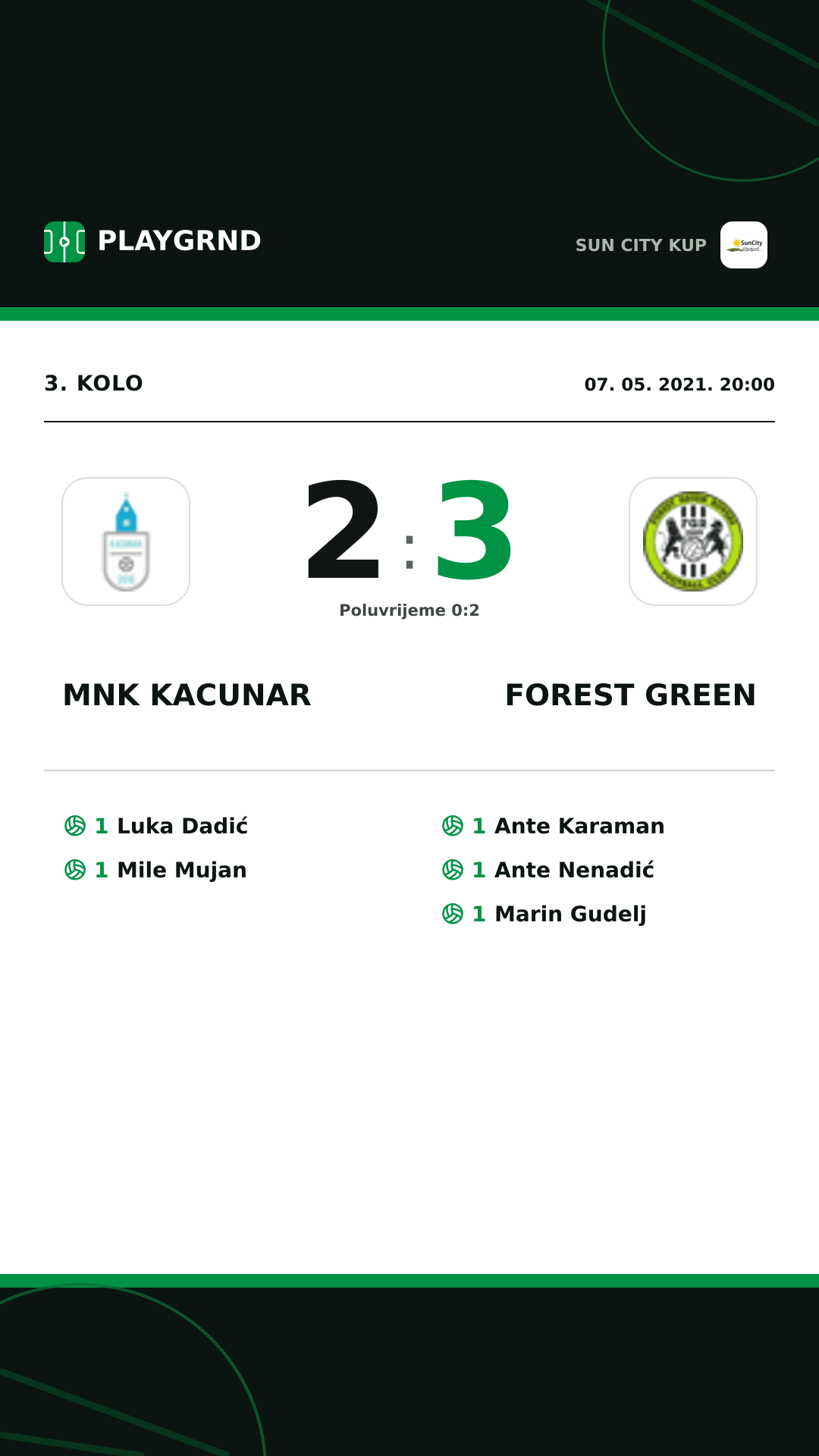 Instagram slika: Mnk Kacunar 2:3 Forest Green