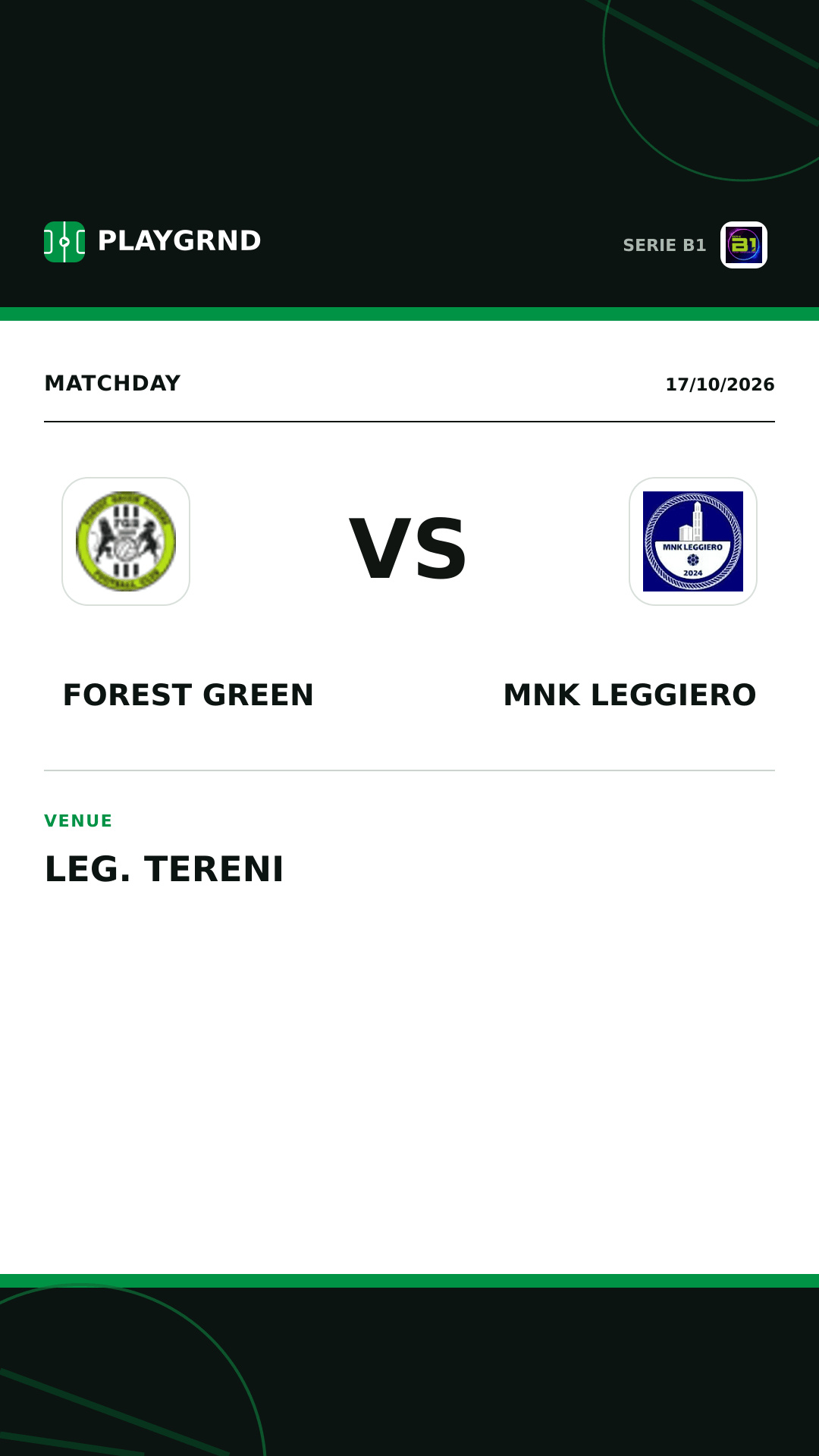 Instagram artwork: Forest Green vs MNK Leggiero