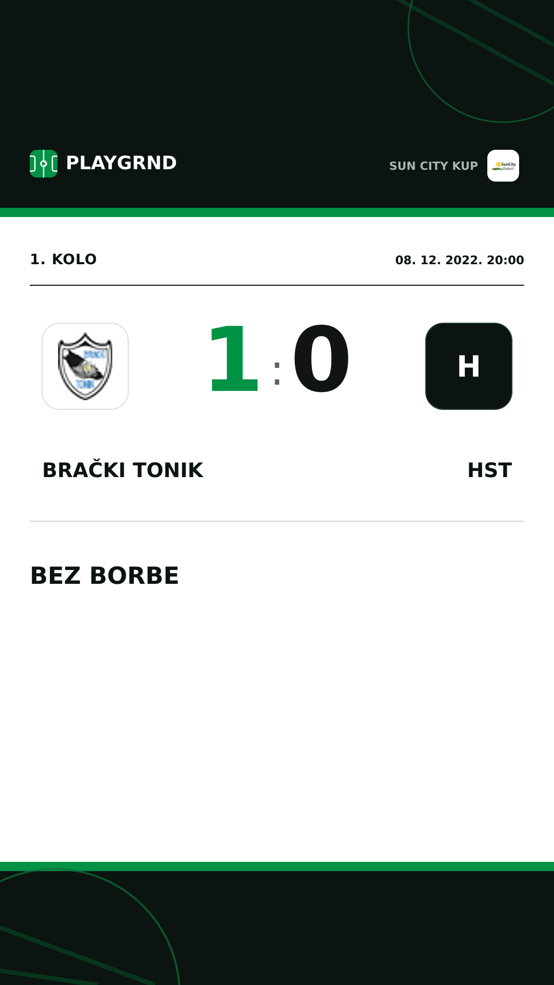 Instagram slika: Brački Tonik 1:0 Hst