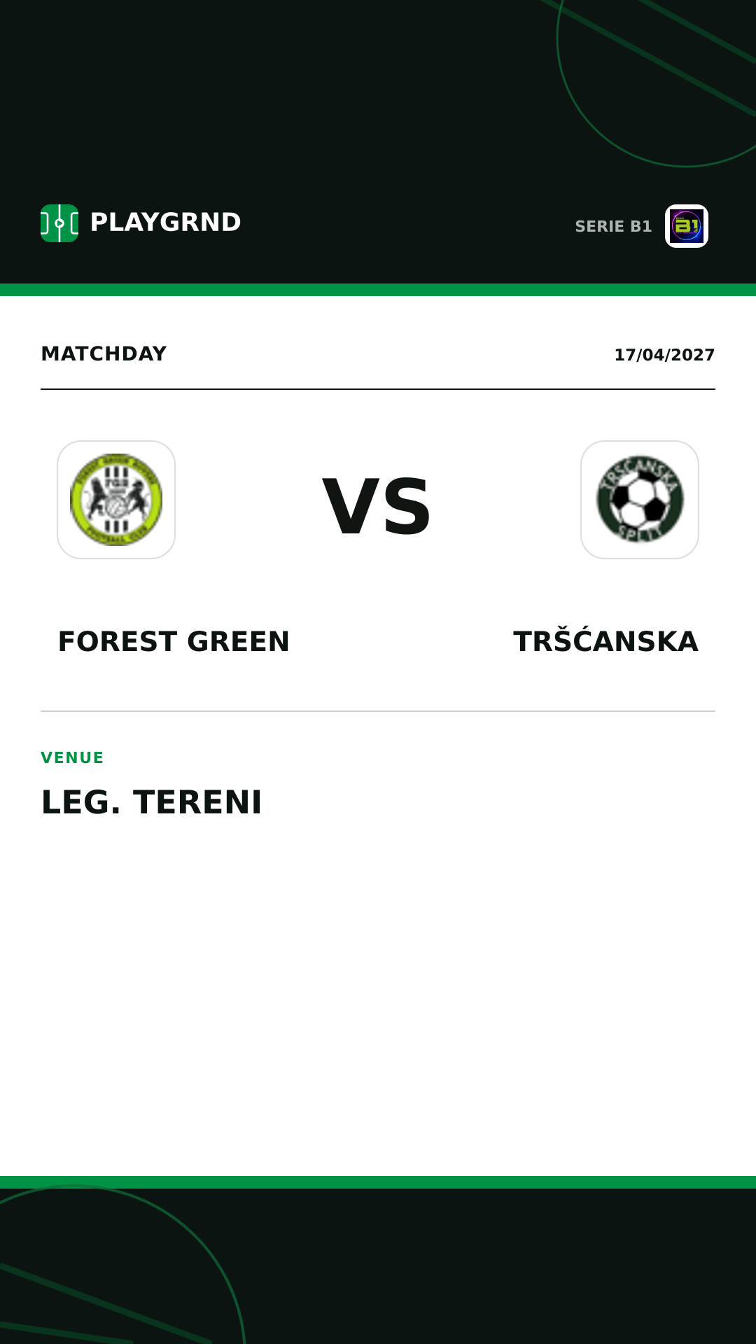 Instagram artwork: Forest Green vs Tršćanska