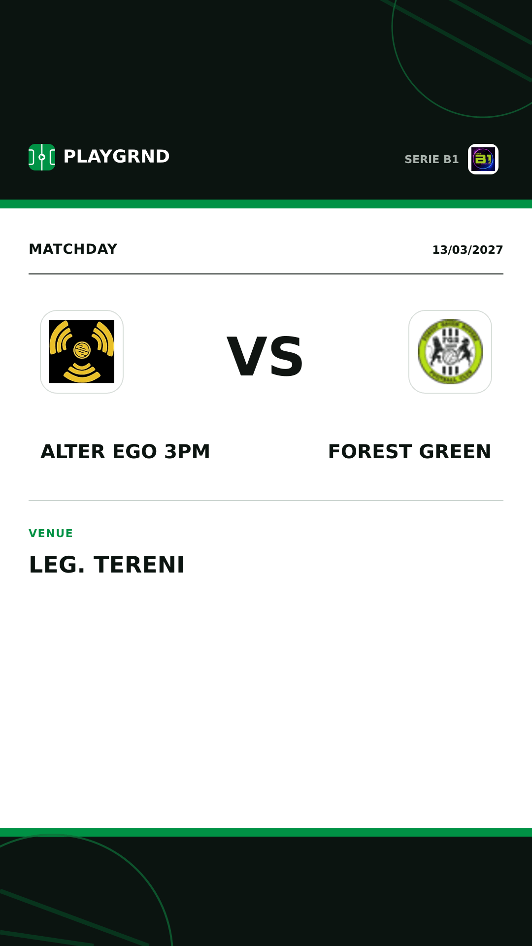 Instagram artwork: Alter Ego 3PM vs Forest Green