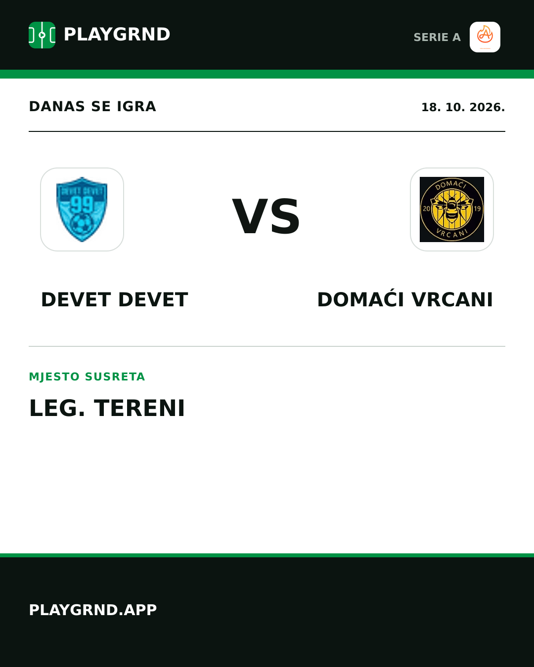 Instagram slika: Devet Devet vs Domaći Vrcani