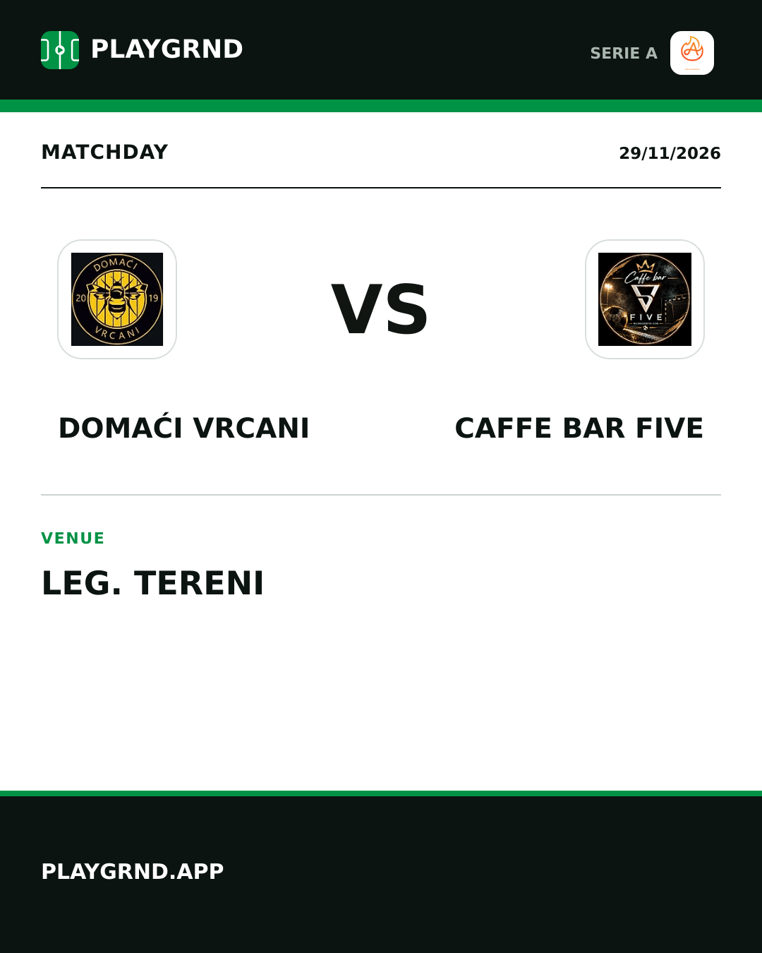 Instagram artwork: Domaći Vrcani vs Caffe Bar Five