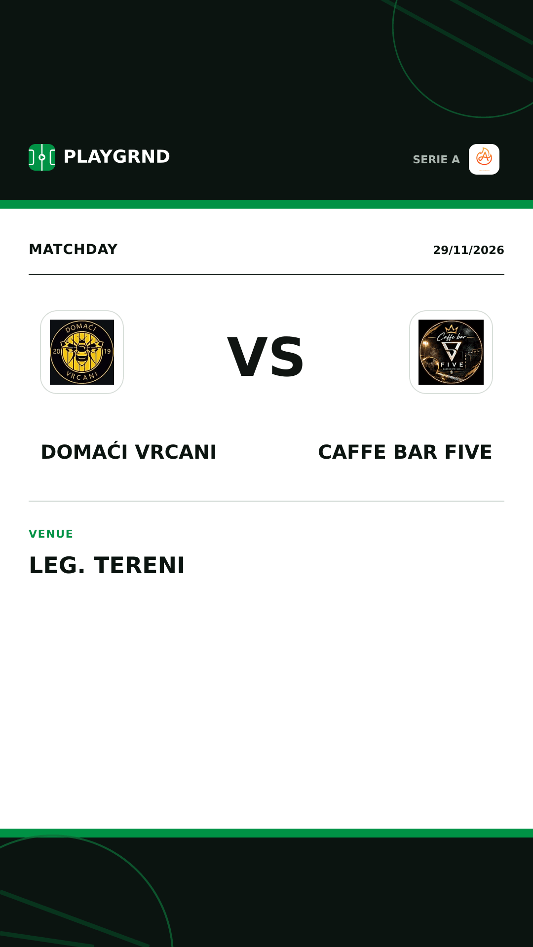 Instagram artwork: Domaći Vrcani vs Caffe Bar Five