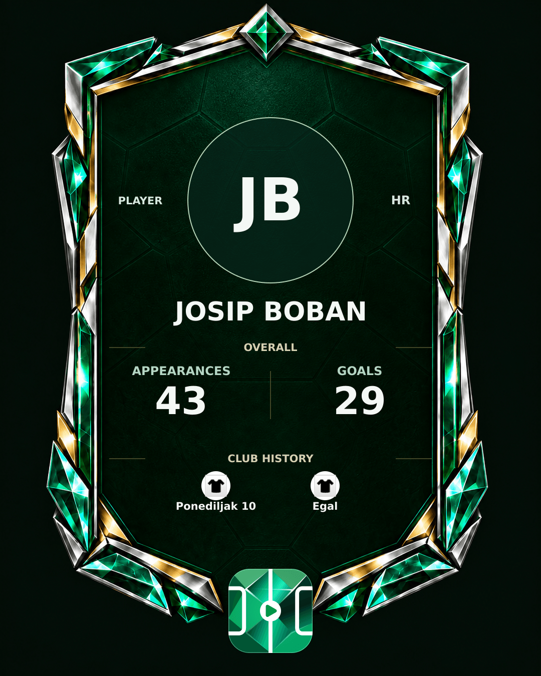 Josip Boban's PLAYGRND profile graphic