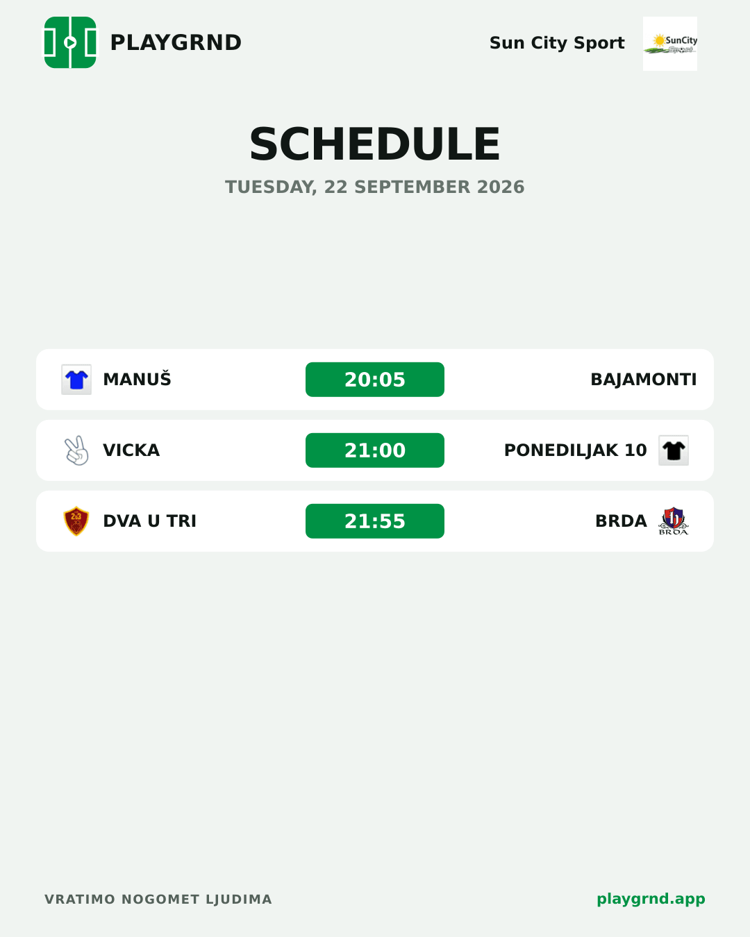 Schedule: All competitions